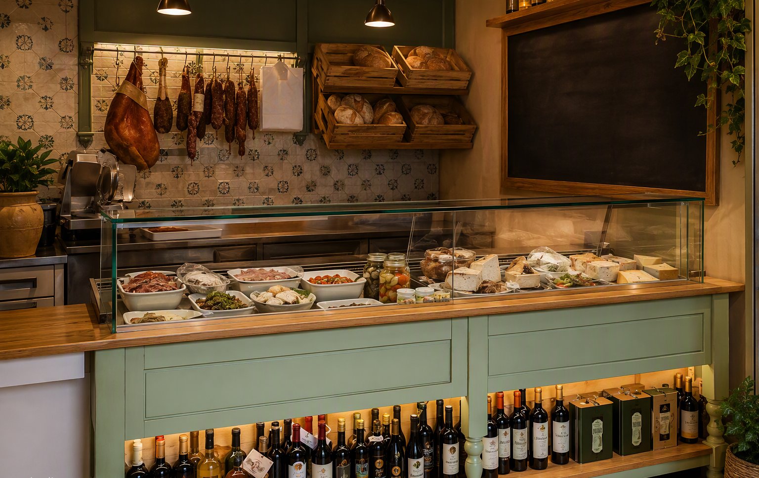 Il banco gastronomia con la lavagna