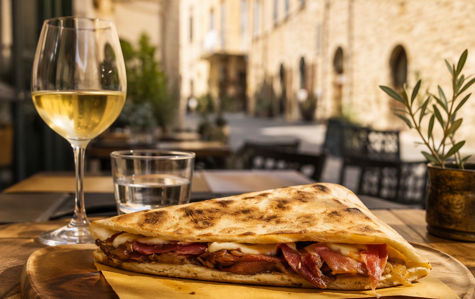 Torta al testo farcita con salumi e formaggi